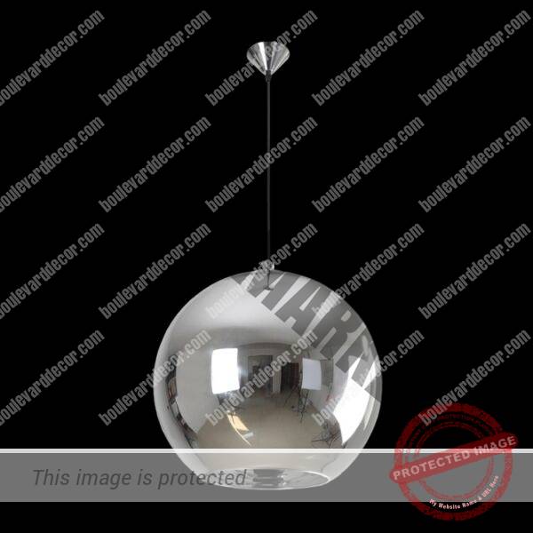 Large Glass Ball Pendant, Chrome