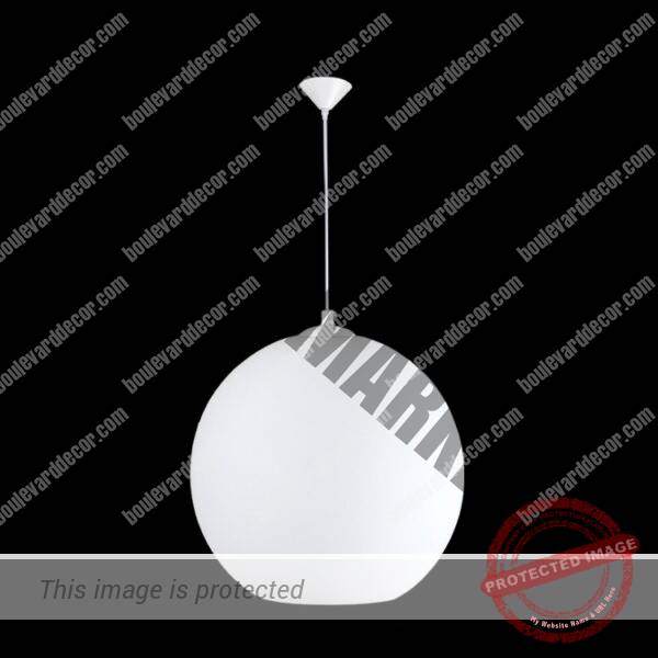 Large Glass Ball Pendant, White