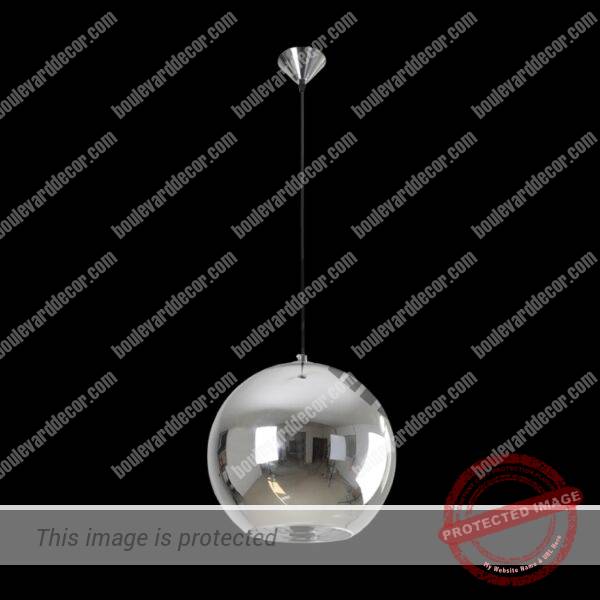 Small Glass Ball Pendant, Chrome