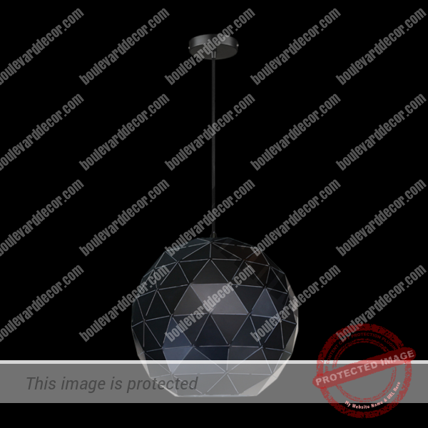 Large Laser Cut Metal Ball Pendant, Matt Black