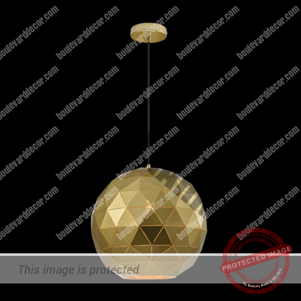 Large Laser Cut Metal Ball Pendant, Satin Gold