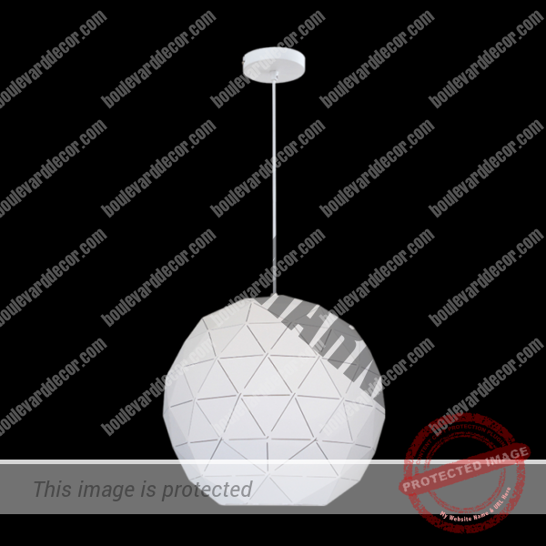 Large Laser Cut Metal Ball Pendant, Matt White