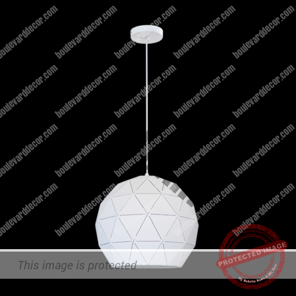 Medium Laser Cut Metal Ball Pendant, Matt White