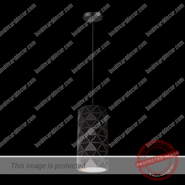 Laser Cut Metal Cylinder Pendant, Matt Black