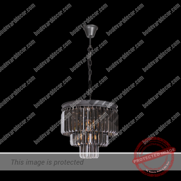 Crystal 3 Tier Chandelier Charcoal