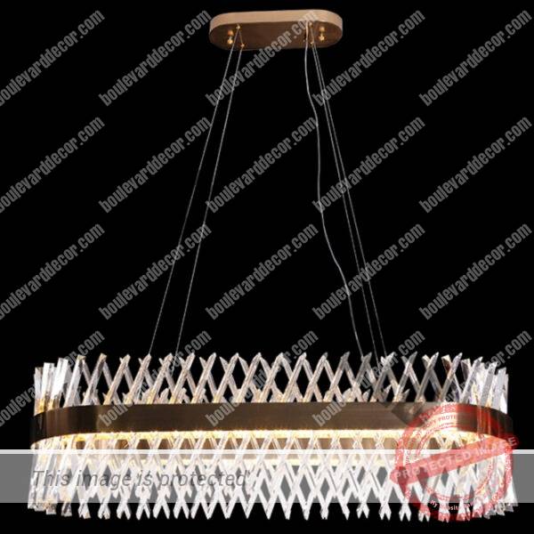 LED Crystal and Gold Oval Pendant Light