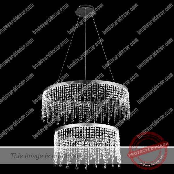 LED Double Ring Crystal Drop Pendant Chandelier