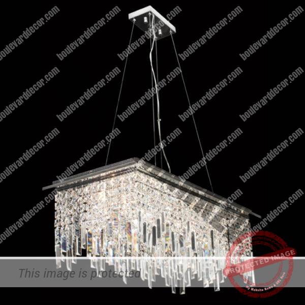 Large Rectangular K9 Crystal Pendant Light