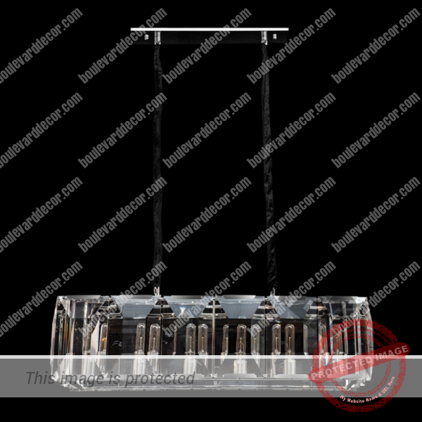 Large Rectangle Chandelier with Rectangular Crystals Slabs