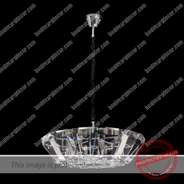 Large Chandelier with Angled & Trapezium Crystal Slabs