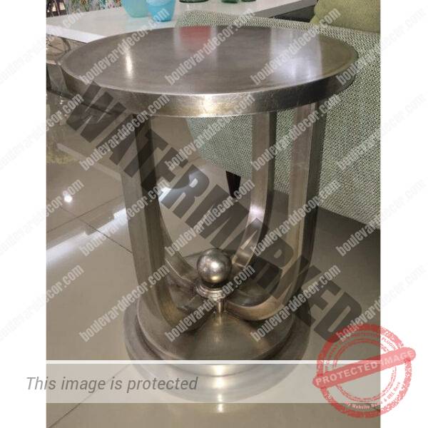 Round Matt Silver Side Table