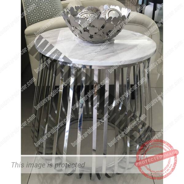 Round Slatted Side Table