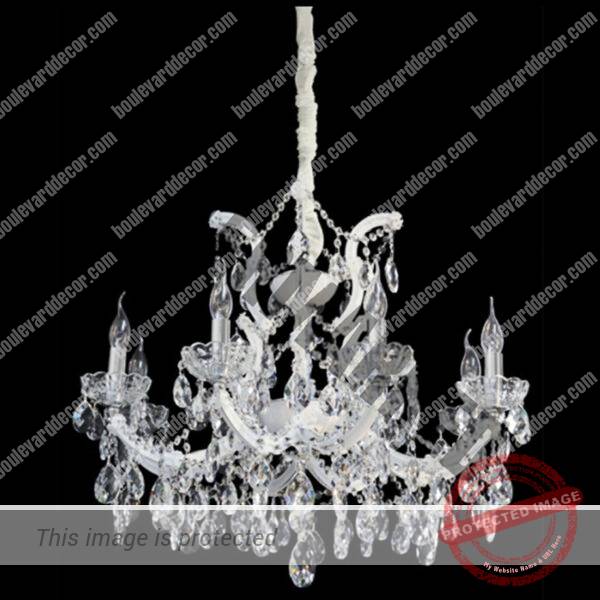 White K9 Crystal 8 Light Chandelier