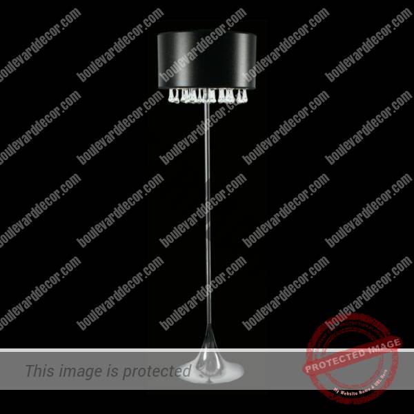 Floor Lamp with Black and Silver Shade and Clear Drop Glasses